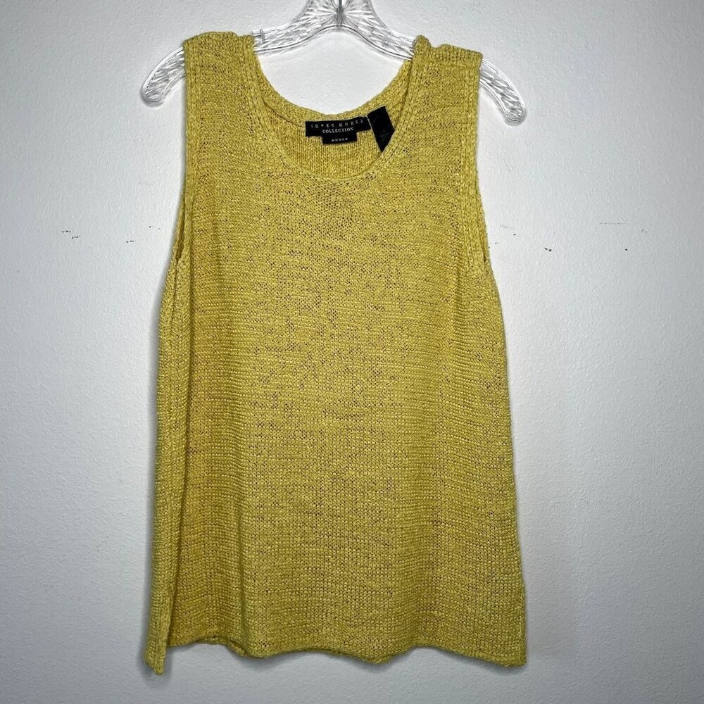Vintage Crazy Horse Collection Womens Size 1x Yellow Loose Knit Tank Retro Shirt